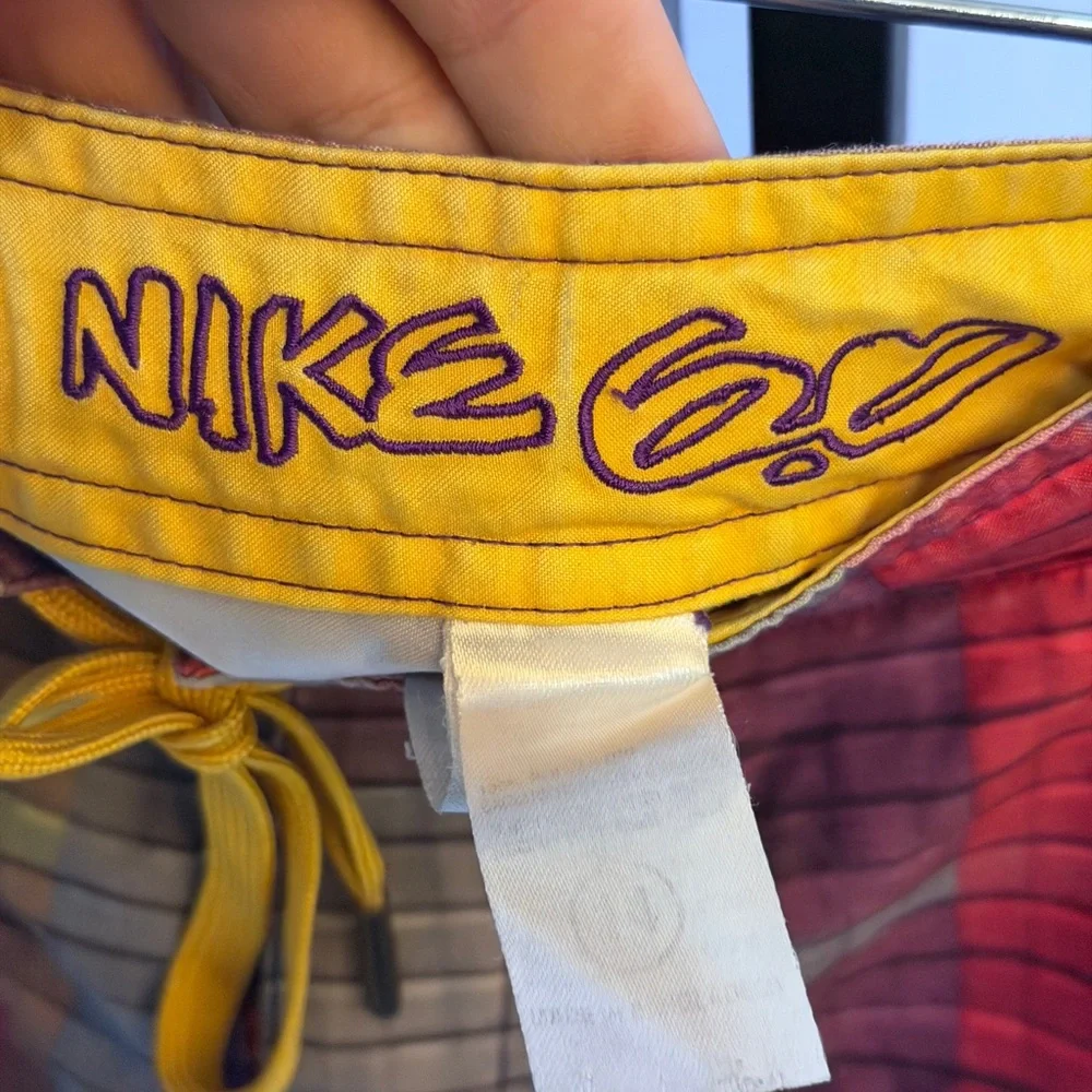 Nike Kids Red and Yellow‎ Plaid Swim Trunks